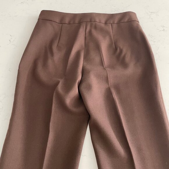MaxMara Designer Virgin Wool Straight Leg Mid Rise Pants Neutral Med Brown Sz 4 - Picture 4 of 12